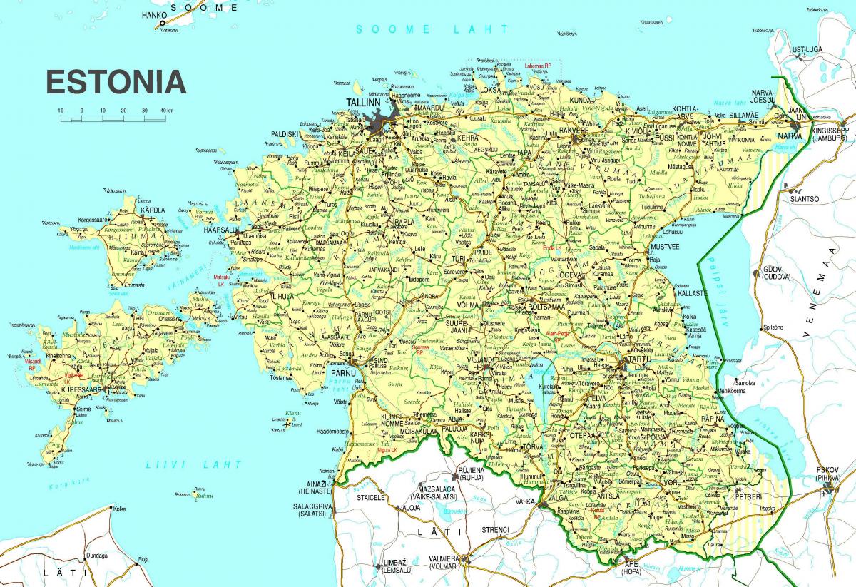 kaart van Estland weg