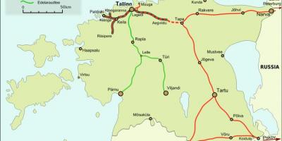 Kaart van de estse spoorwegen